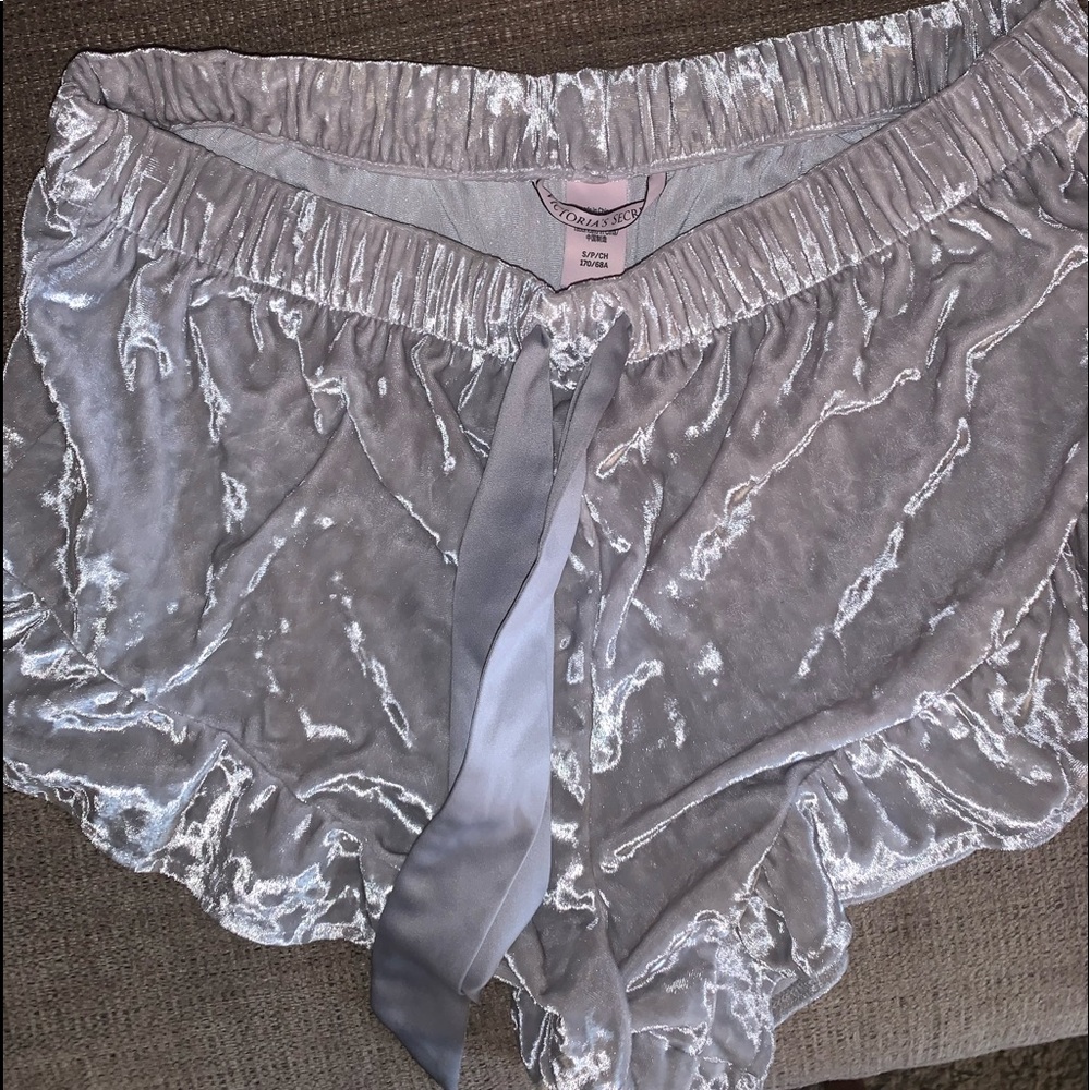 Victoria secrets silver velvet booty shorts